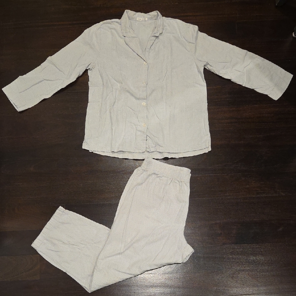 WOMEN'S OYSHO GREEN  WHITE CHECKERED PAJAMA PJ LOUNGE SET SZ LARGE $50 SLEEPWEAR